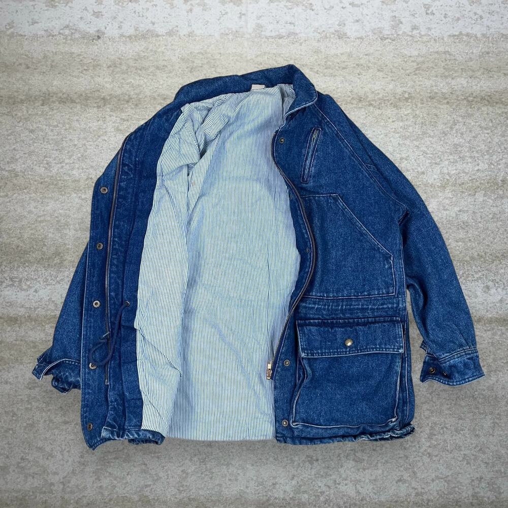 True Vintage 70s Jean Jacket Womens L Dark Wash Denim Button Up 100% Cotton - Picture 2 of 4
